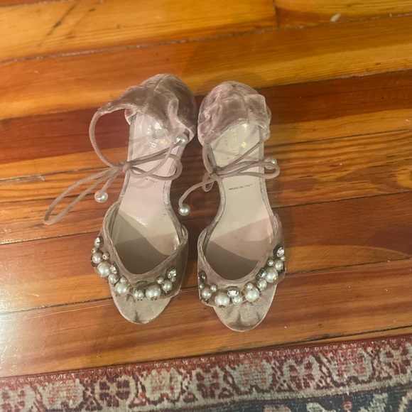 Kate Spade ankle tie heels. Velvet. Size 7. - Picture 4 of 7